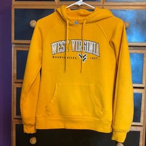 Champion Gold WVU hoodie with rhinestones small